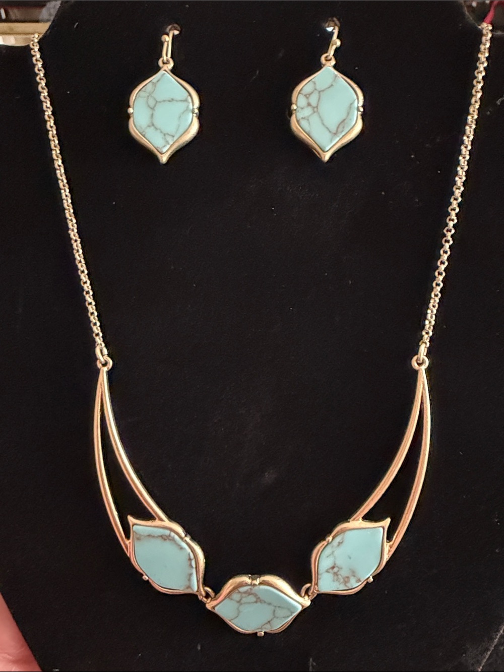 Nine West Gold-Tone Necklace & Earrings with simulated Turquoise Stones